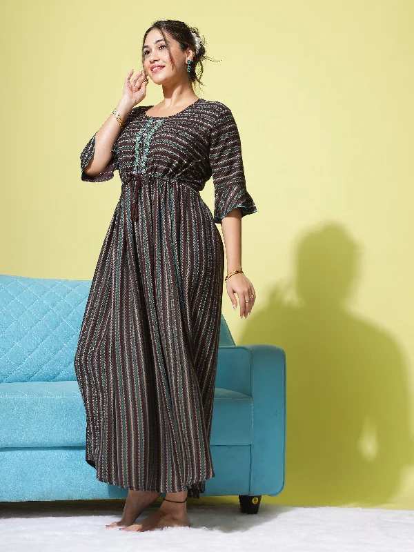 Alpine Designer Maxi Brown Blue Nighty