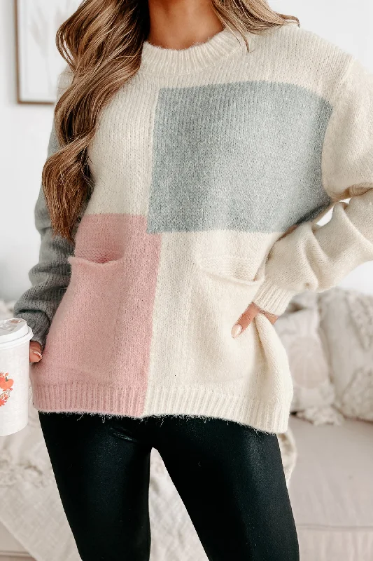 Any Time Now Colorblock Sweater (Mauve Combo)