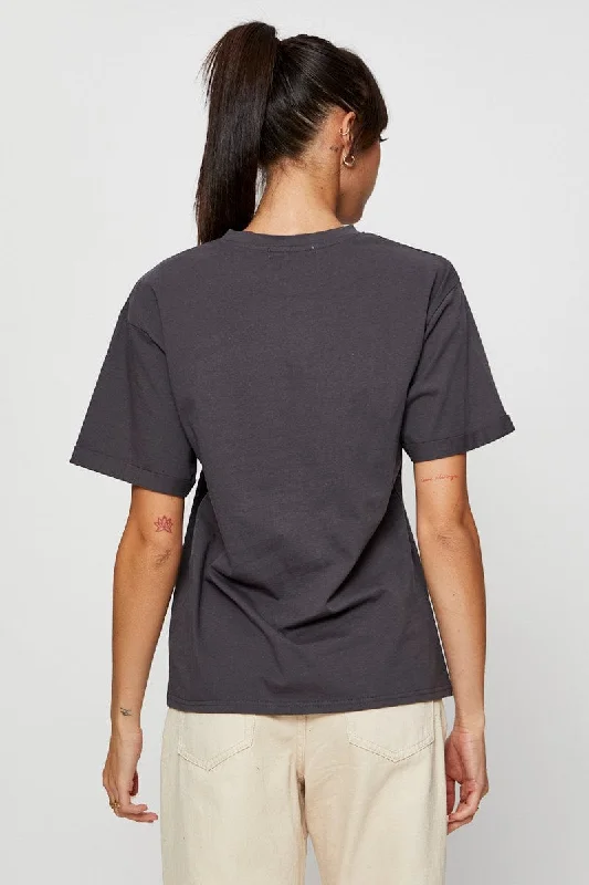 Grey Graphic T Shirt Short Sleeve