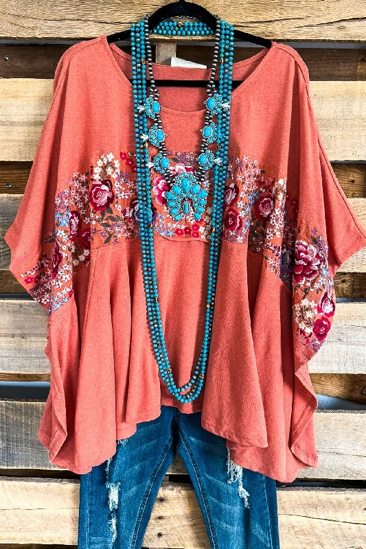 Memories Await Oversized Top - Terracotta