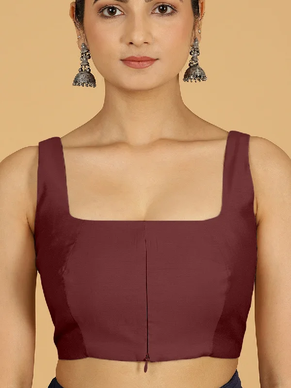 Kasturi x Rozaana | Sleeveless Saree Blouse in Deep Maroon