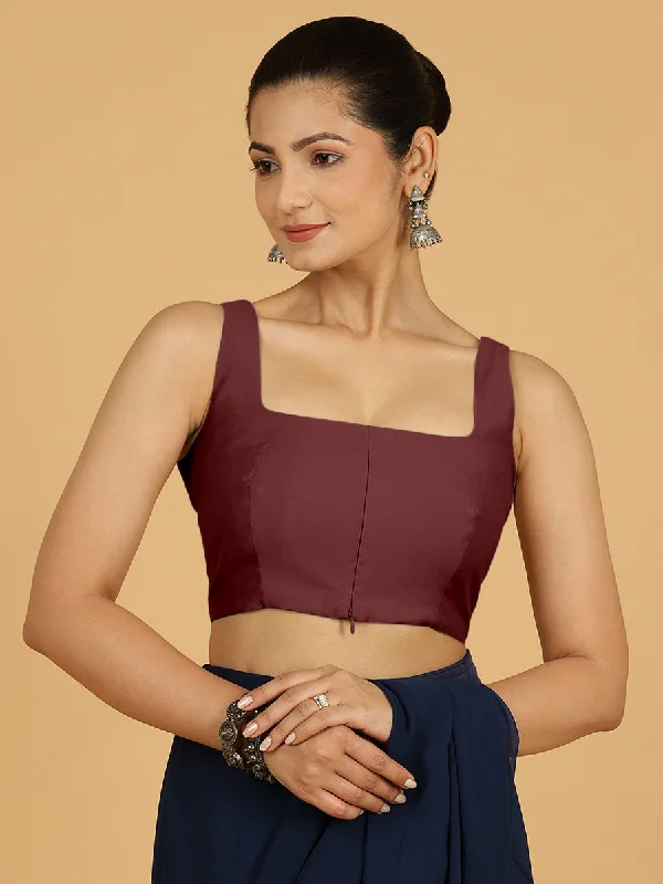 Kasturi x Rozaana | Sleeveless Saree Blouse in Deep Maroon