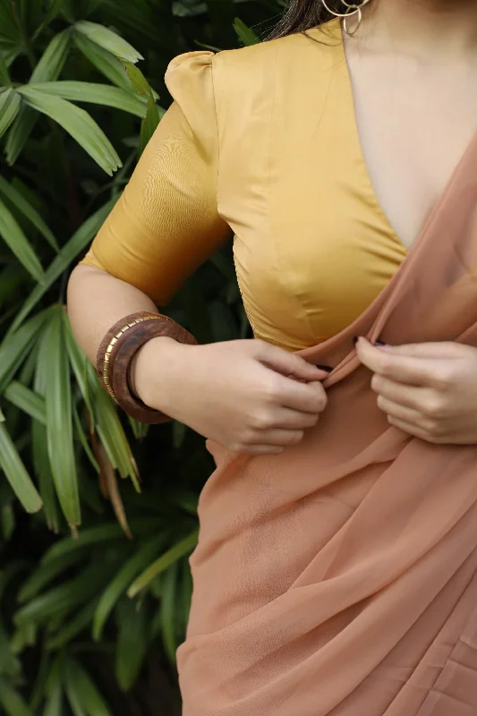 Pavani x Rozaana | Gold Art Silk Saree Blouse