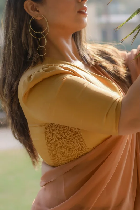 Pavani x Rozaana | Gold Art Silk Saree Blouse