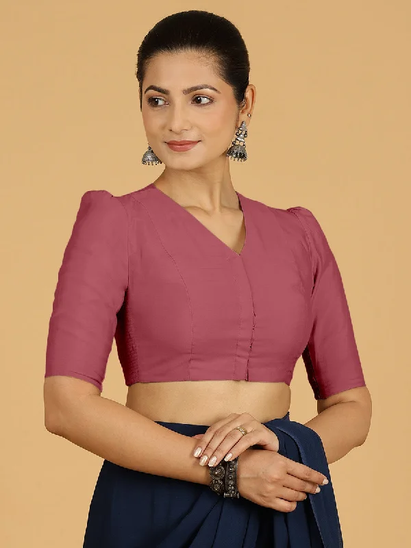 Shravani x Rozaana | Puff Sleeves Saree Blouse in Rose Pink