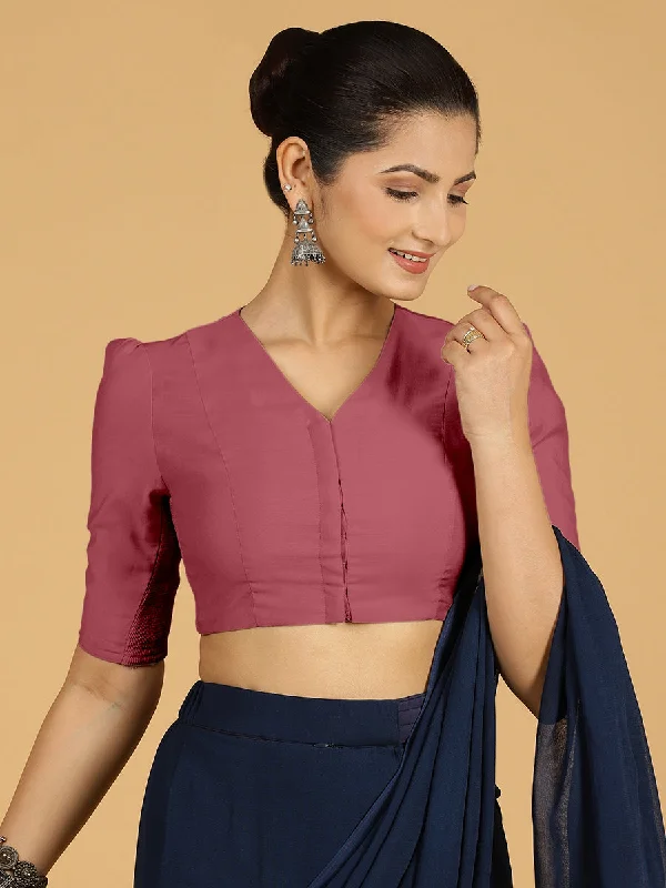 Shravani x Rozaana | Puff Sleeves Saree Blouse in Rose Pink