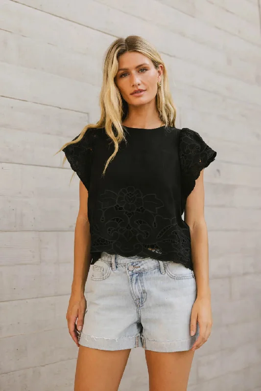 Myra Embroidered Blouse in Black