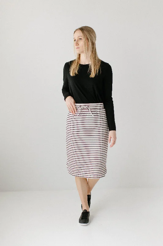 'Olivia' Skirt in Cream with Black Stripes FINAL SALE