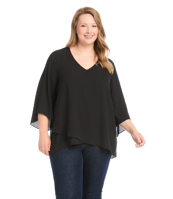 Plus Size Bracelet Sleeve Asymmetric Top