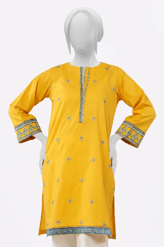 Mustard Embroidered Kurti