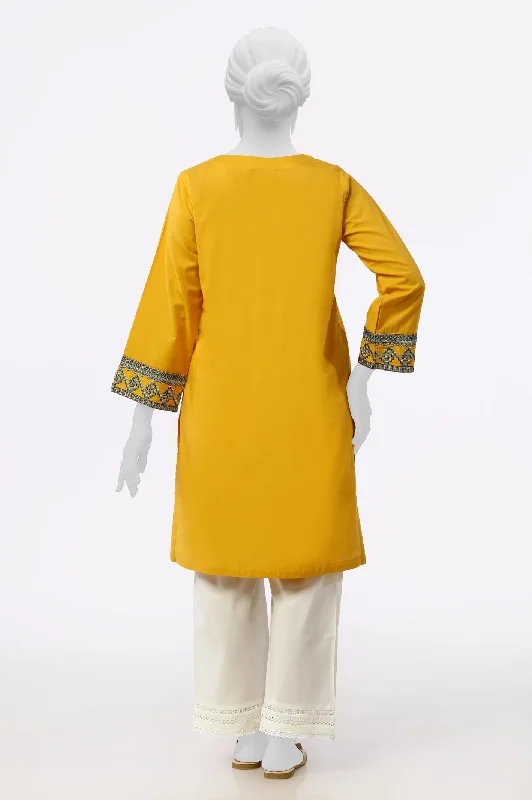 Mustard Embroidered Kurti