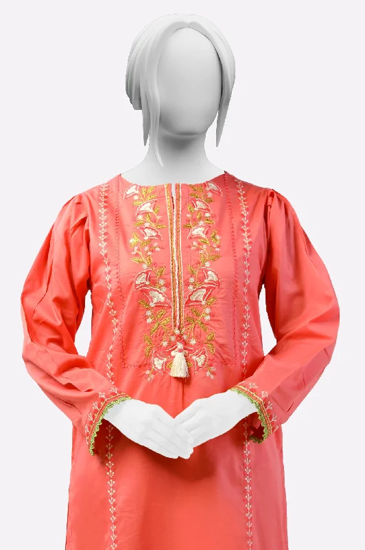 Peach Embroidered Kurti