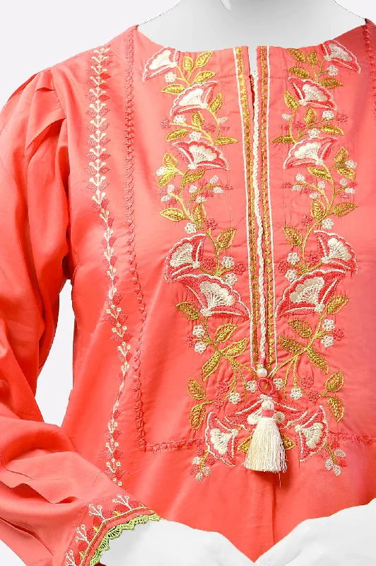 Peach Embroidered Kurti