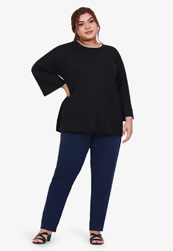 Dreena Drop Shoulder Waffle Tee - Black