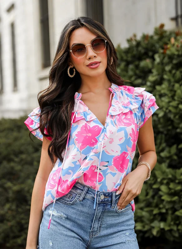 Exceedingly Adorable Pink Floral Blouse