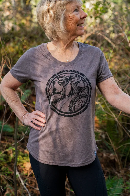 BIKE WORLD - Women's Eco Tee - Heather Brown