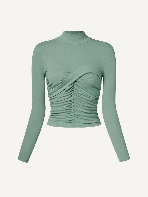 Eco-SkinKiss® Sweetheart Twist Mock Neck Top