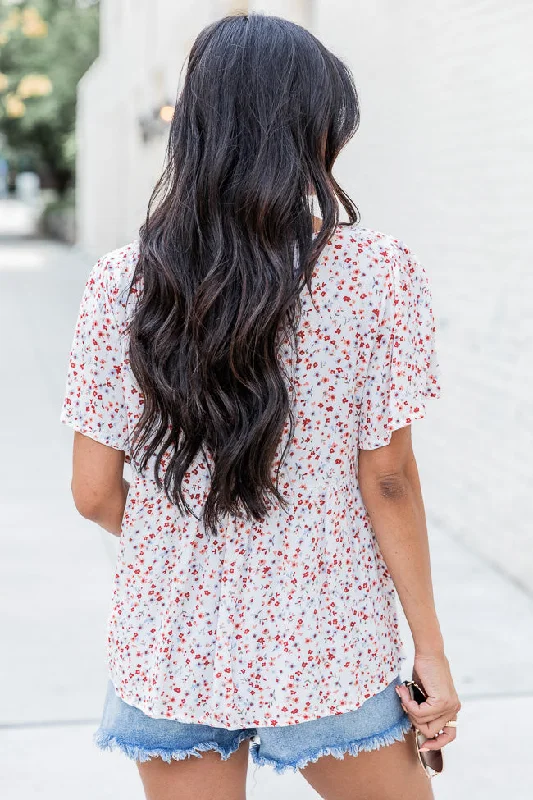 Forever In My Thoughts Ivory Floral Blouse FINAL SALE