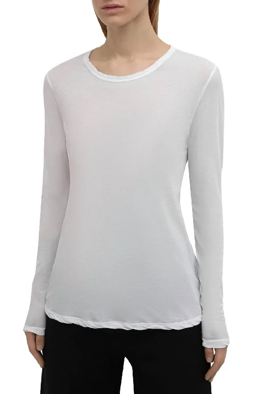 Long Sleeve Jersey Top In White