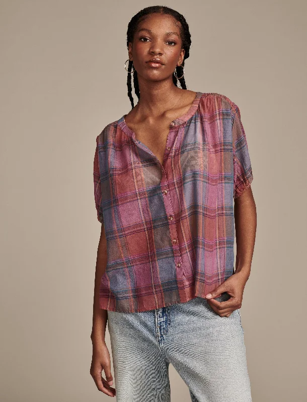 Lucky Brand Women's Smocked Shoulder Blouse