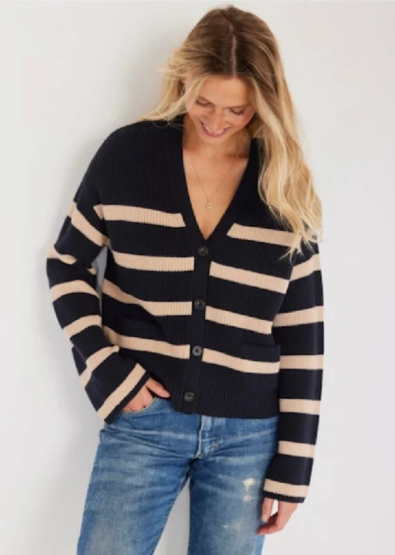 Not Monday | Ellis Fisherman Cardigan | Navy Stripe