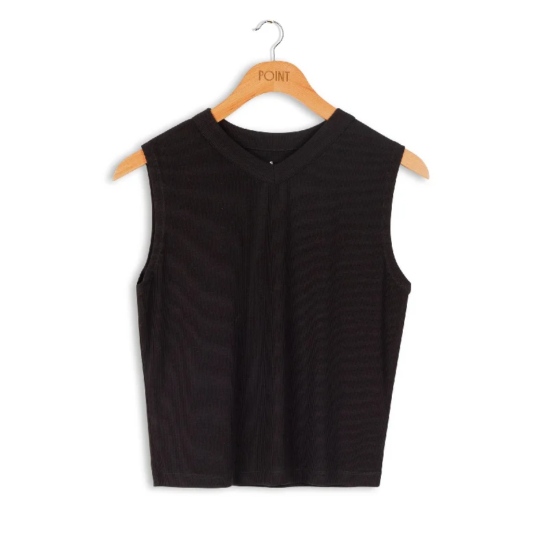 Point Sleeveless V Neck Top