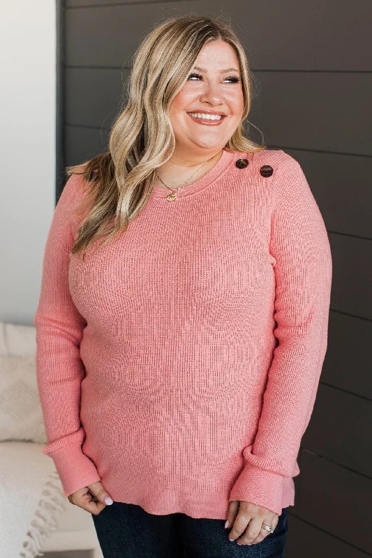 Reasons To Smile Knit Sweater- Peach