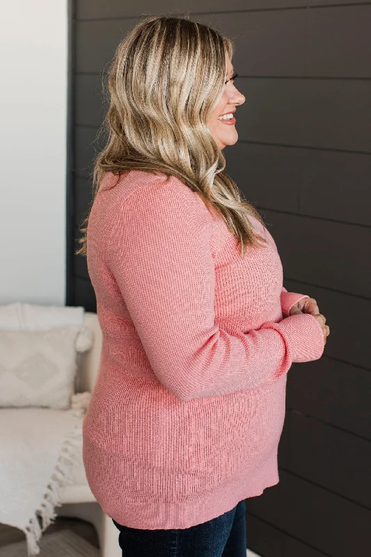 Reasons To Smile Knit Sweater- Peach