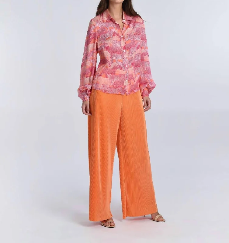 Savannah Leopard Blouse In Pink Orange