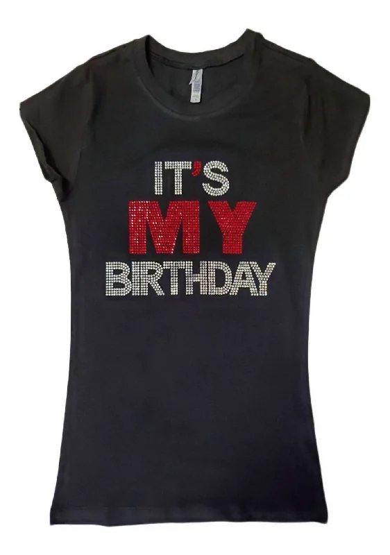 Women's It's My Birthday Tee In Black