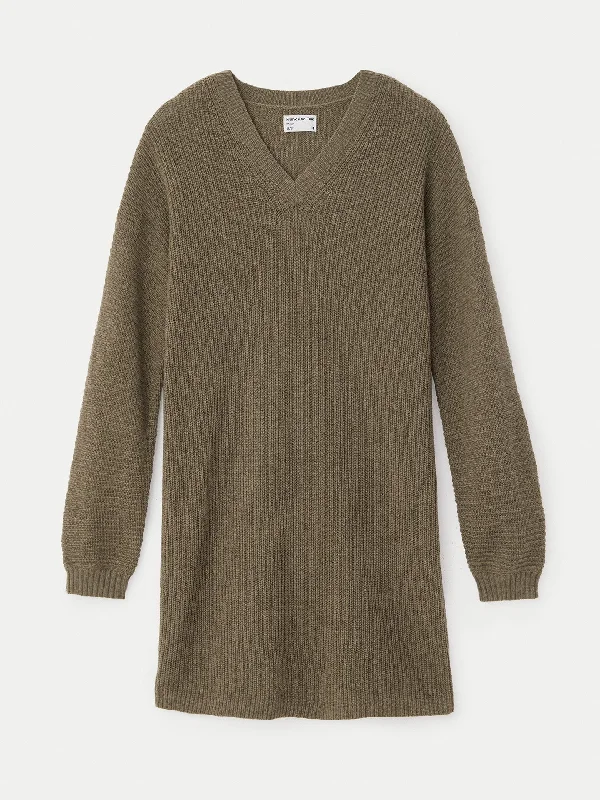 The V Neck Sweater Dress in Taupe