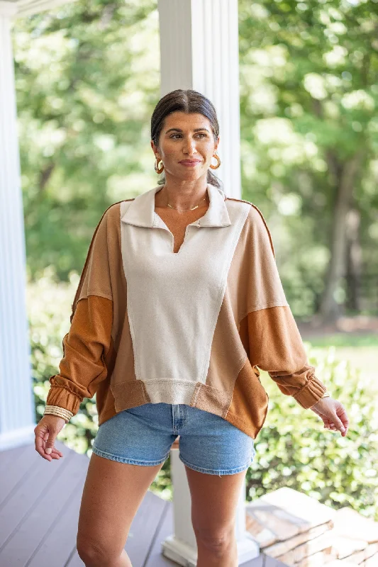 Colorblock Fab Taupe Mix Pullover