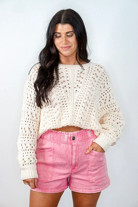 Beachy Trends Cream Crocheted Sweater