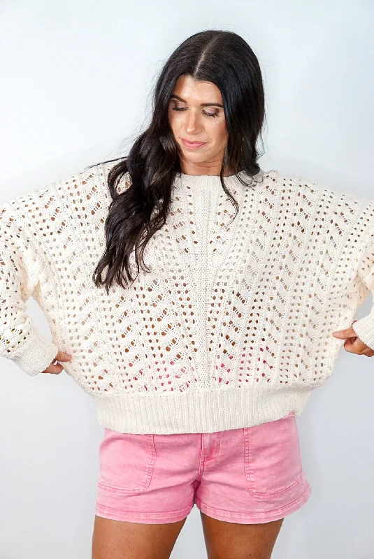 Beachy Trends Cream Crocheted Sweater