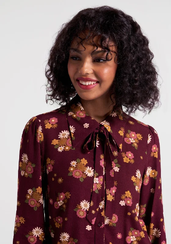 Fall For Florals Tie-Neck Top