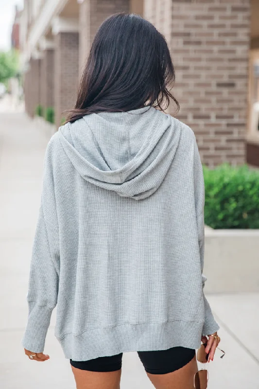 Find You Well Grey Waffle Hooded Pullover