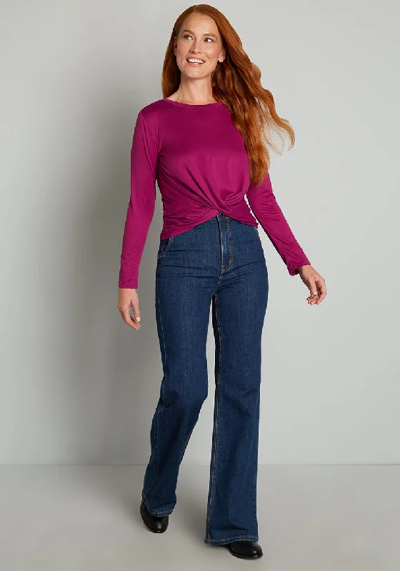 A Twist Of Fun Long Sleeve Knit Top