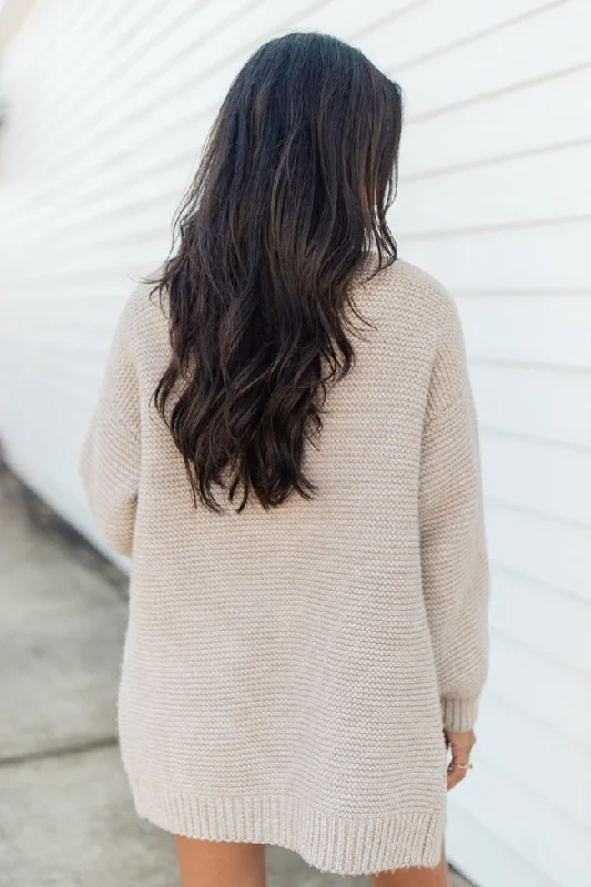 On My Mind Beige Cable Knit Cardigan