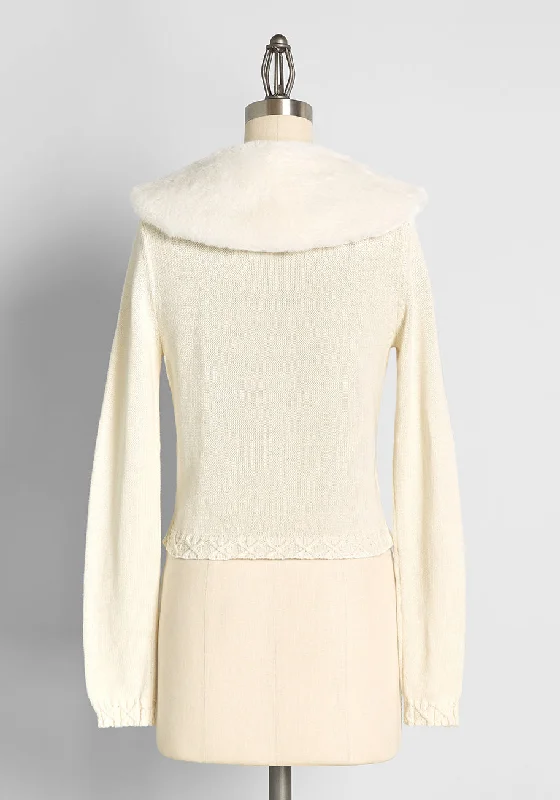 Snow Princess Faux-Fur Trim Cardigan