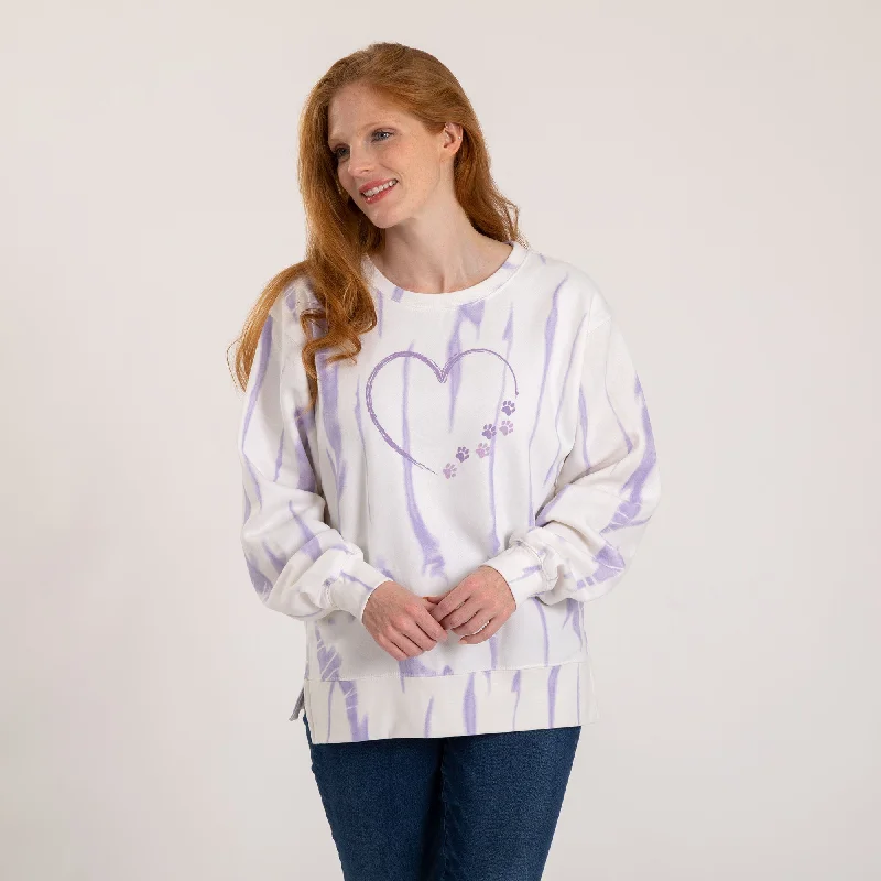 Heart & Paws Tie-Dye Crew Sweatshirt