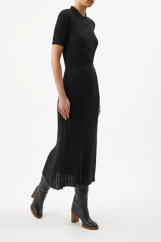 Amor Knit Dress in Black Cashmere Silk