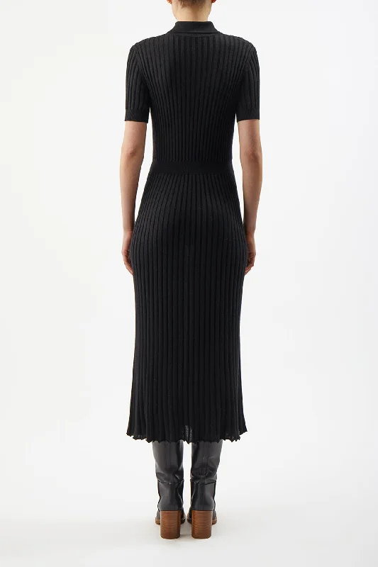 Amor Knit Dress in Black Cashmere Silk