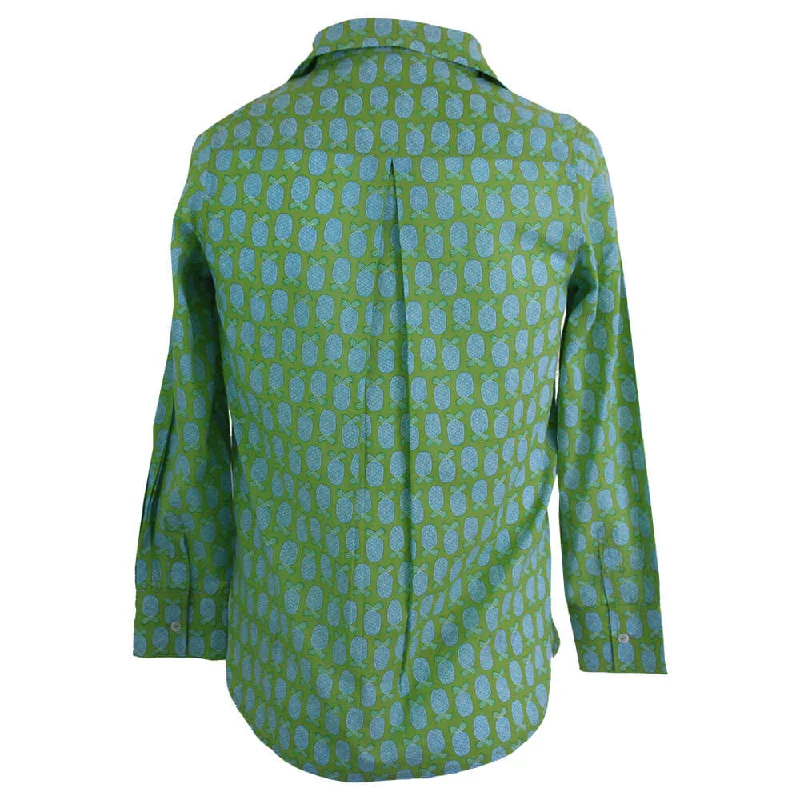 Beach to Bistro Pineapple Print Long Sleeve Top - Palm