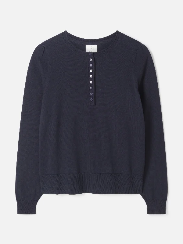 Dua Organic Cotton Henley Jumper - Navy