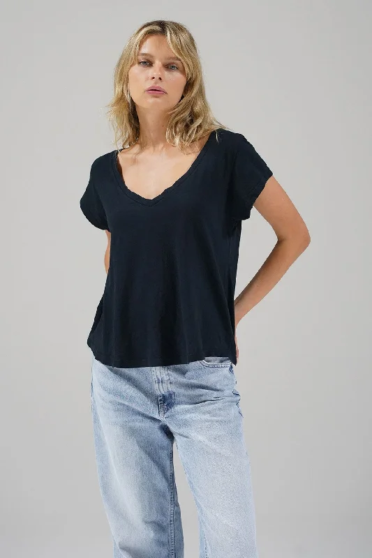 Kaden Cotton V Neck - Black