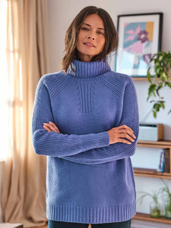 Hailie Lambswool Funnel Neck Jumper - Periwinkle Blue