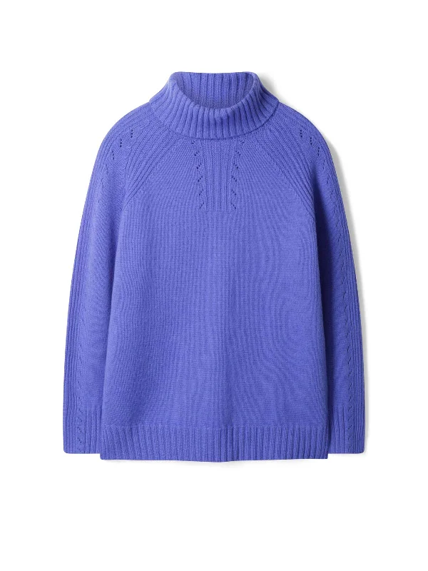 Hailie Lambswool Funnel Neck Jumper - Periwinkle Blue