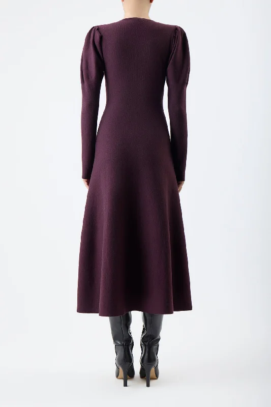 Hannah Knit Dress in Deep Bordeaux Merino Wool Cashmere