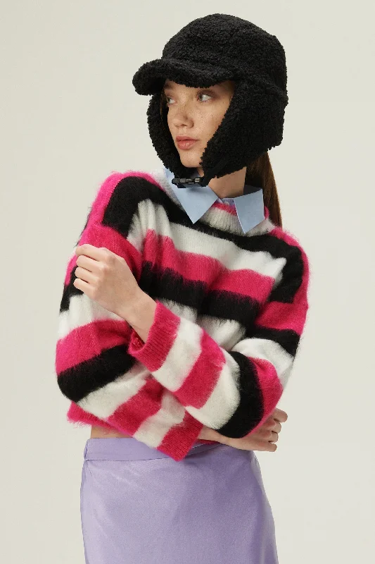 Ivanna Fuzzy Striped Sweater