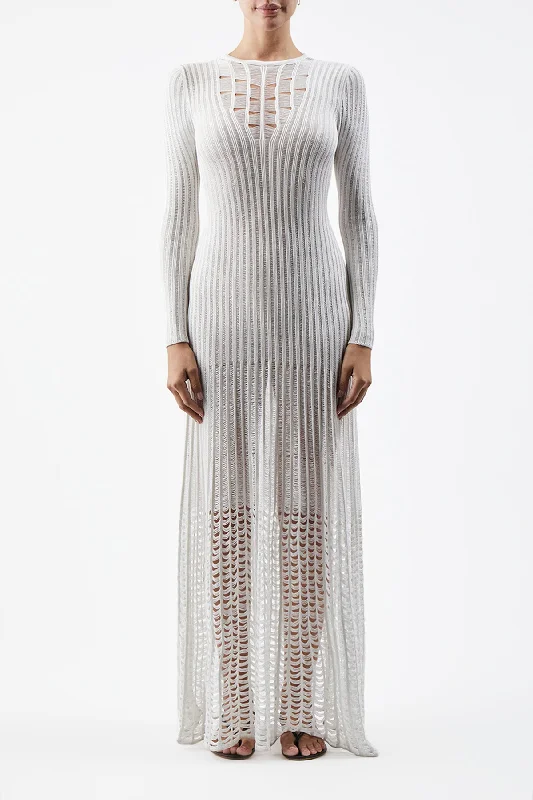 Maia Knit Dress in Ivory Shappe Silk